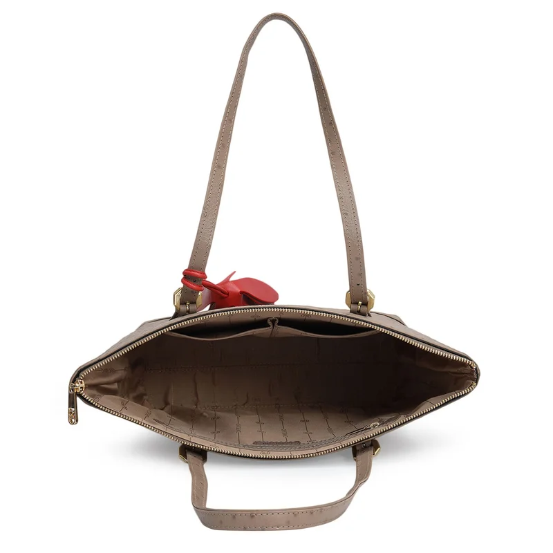 Da Milano Slate Medium Ostrich Leather Tote - Slate for Women | Best Price UAE